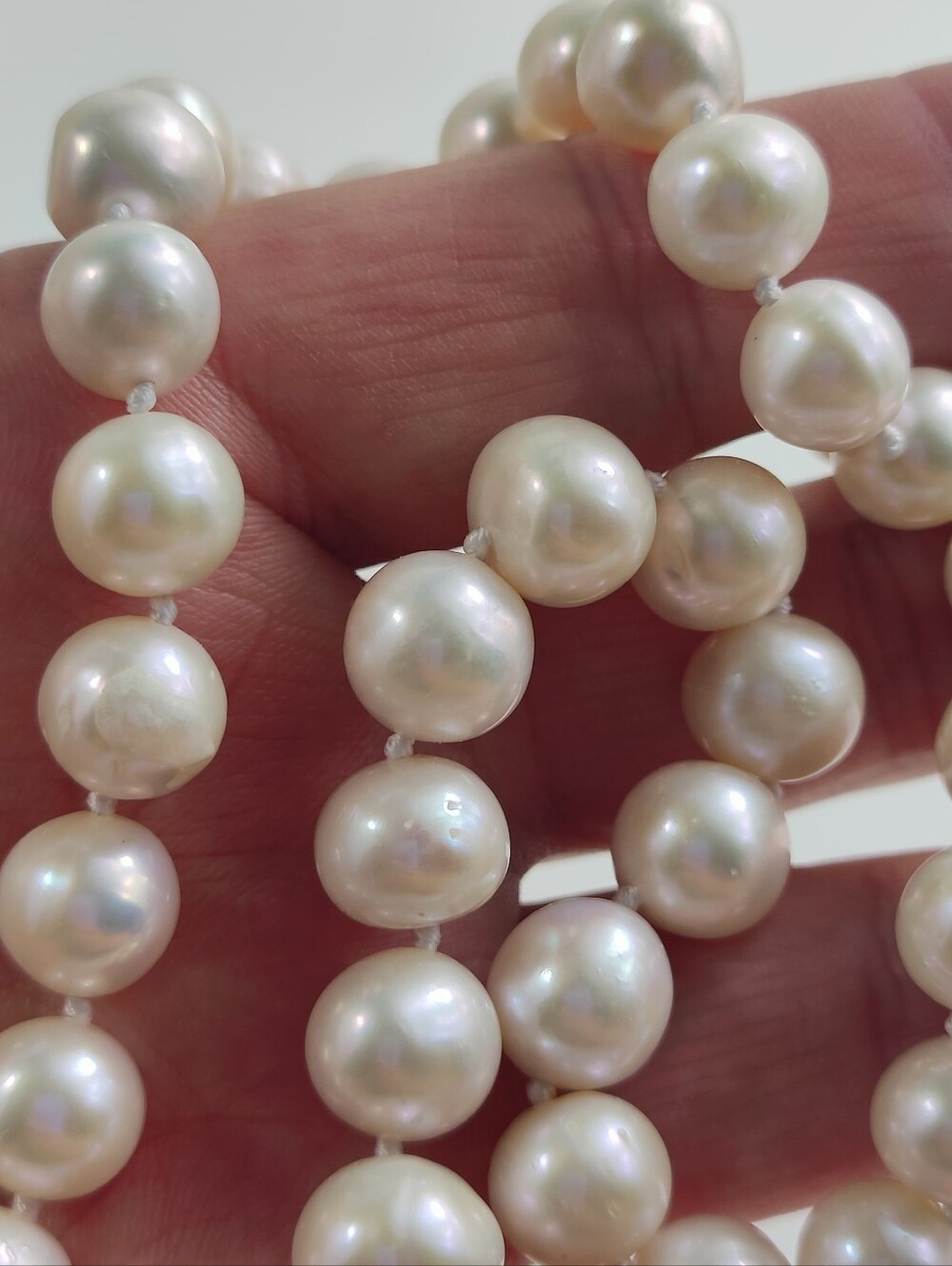 Freshwater Pearl Necklace 18" White Cream Baroque Pearl Strand Necklace - Picture 10 of 11